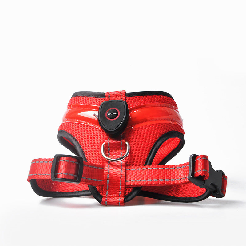 Red light-up dog harness