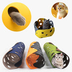 Felt cat tunnel styles with a cat peeking out