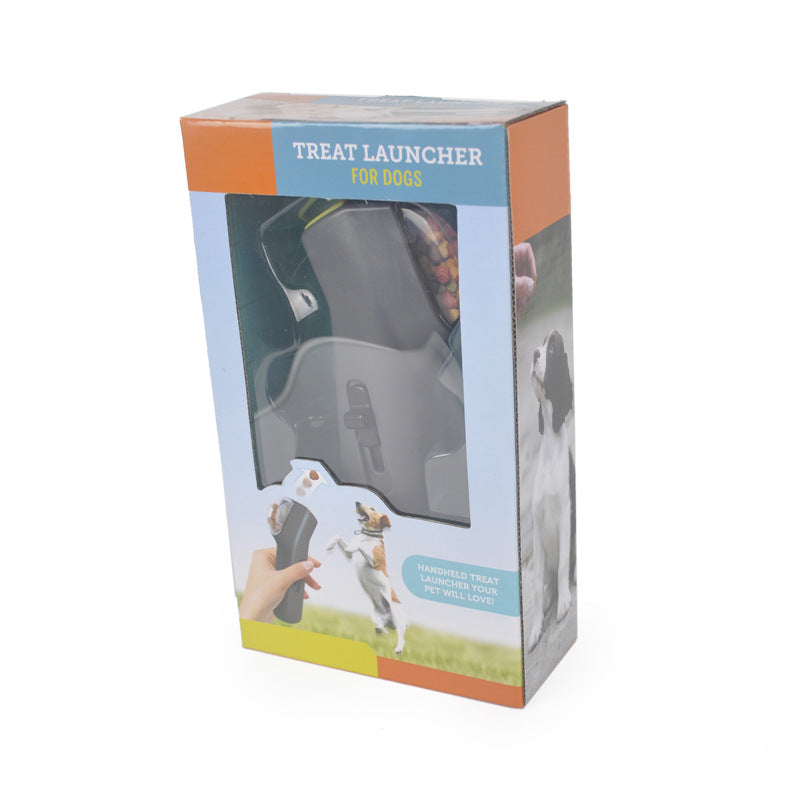 Dog treat launcher in its retail box
