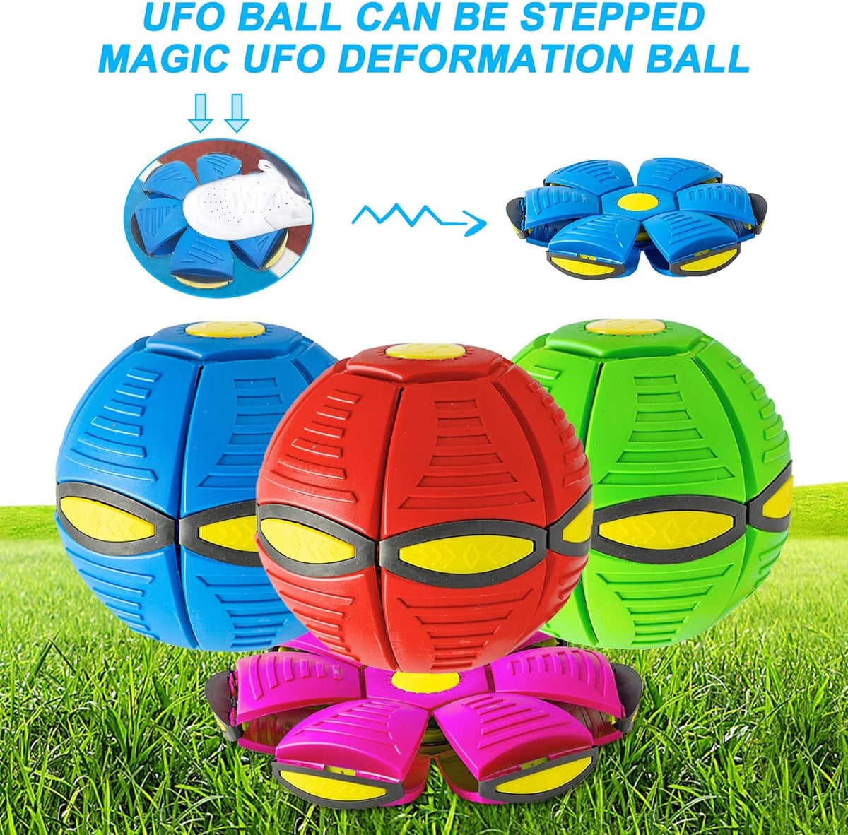 Step on the frisbee to pop it into a ball shape