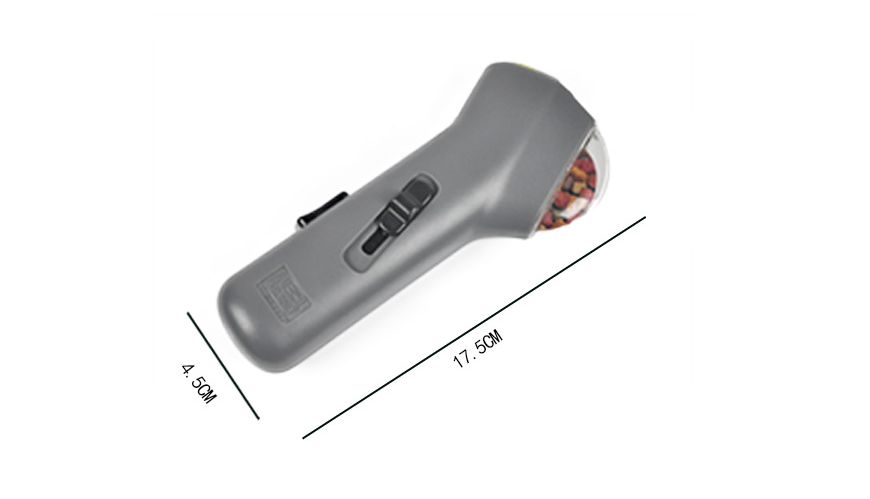 Dog treat launcher dimensions: about 18 cm long