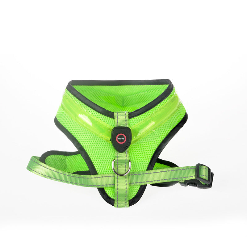 Green light-up dog harness