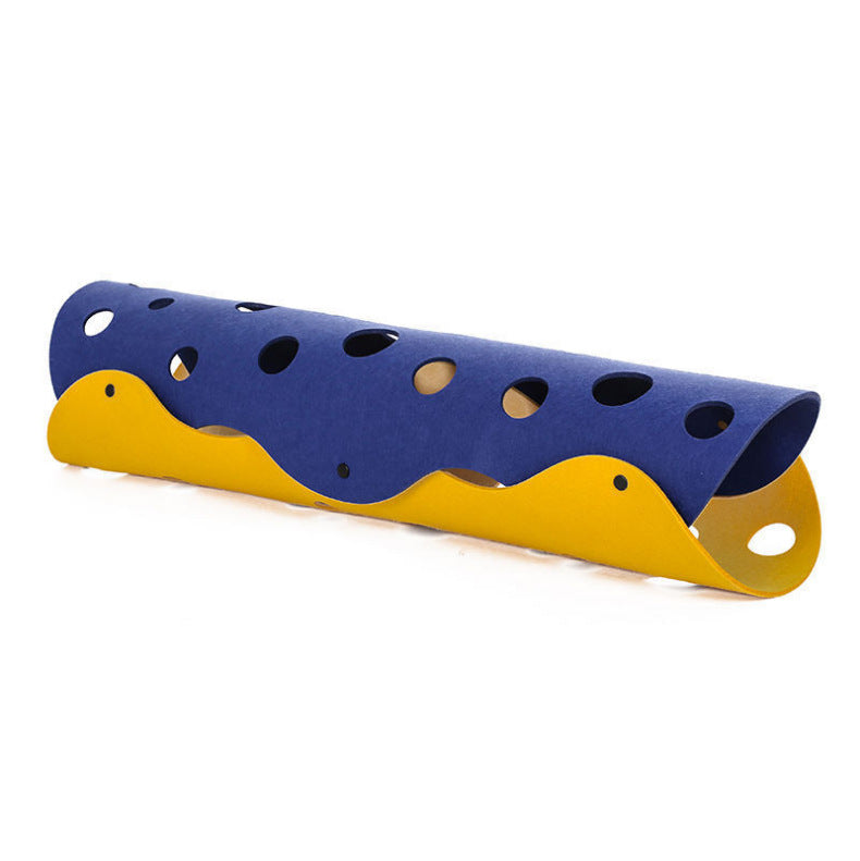 Felt cat tunnel in Navy & Yellow