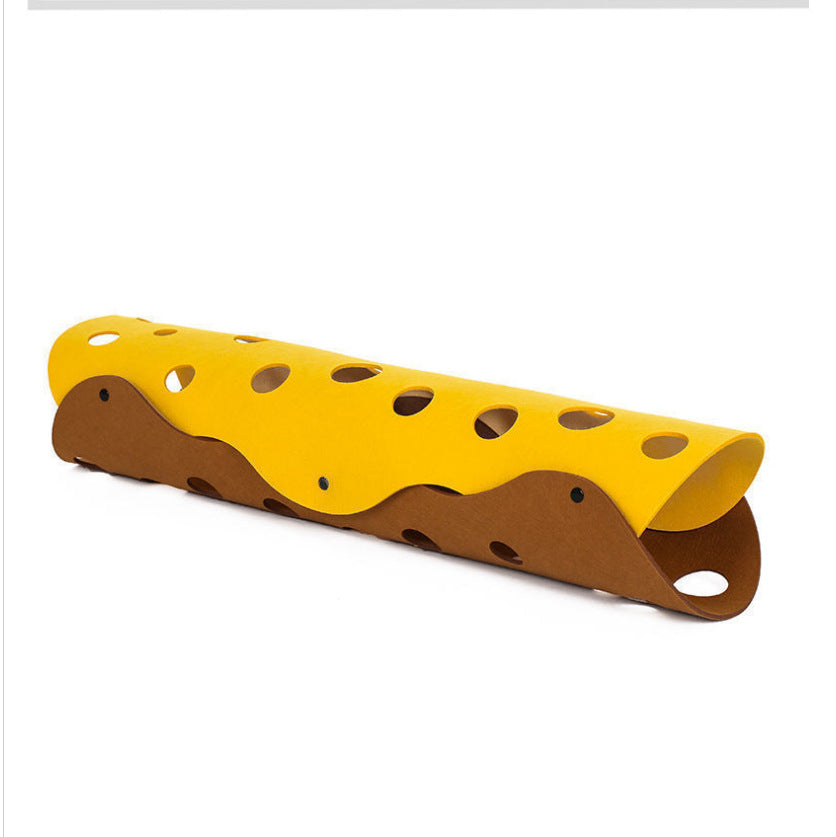 Felt cat tunnel in Yellow & Brown