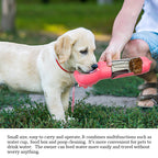 Puppy drinking from the dog walking water bottle outdoors