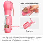 Built-in poop scoop on the dog walking water bottle