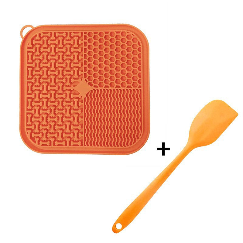 Orange silicone lick mat